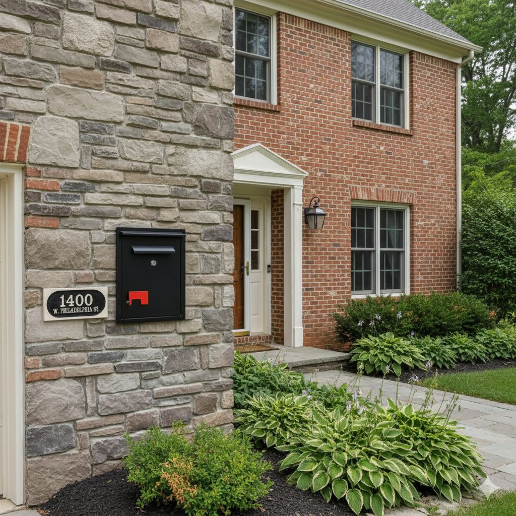 Limestone Engraved Address Number With A Circular Border And A Black Background - Model No. R 203