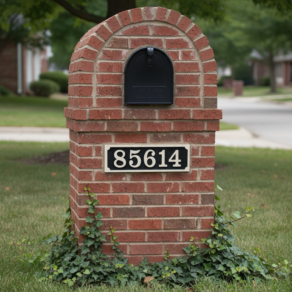 Limestone Engraved Address Number With An Inverse Border And A Black Background - Model No. R 202