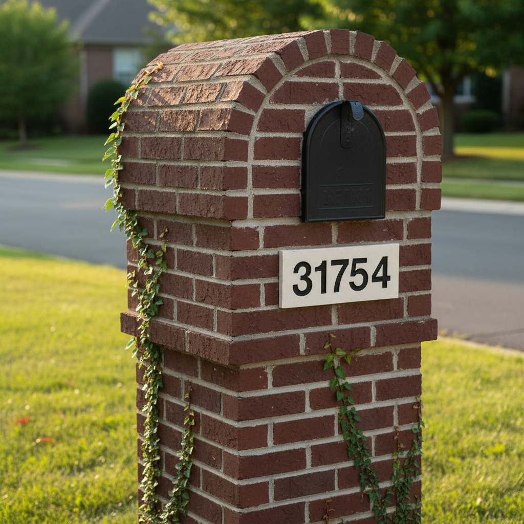 Limestone Engraved Address Number With No Border And A Natural Background - Model No. 103